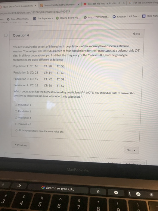 G For the data from the (34) loti hip hop radiobe X Quiz: Extra-Credit Assignment X Mastering Chemistry: Homewo X om courses/