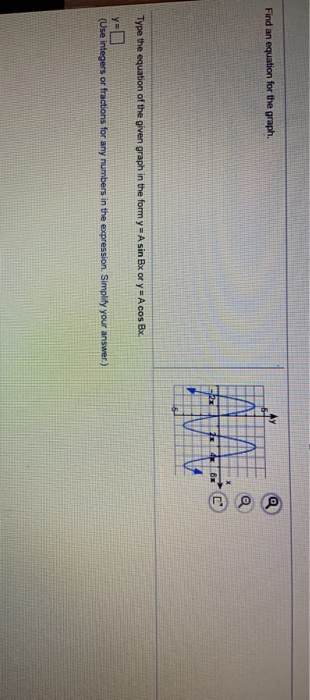 Find an equation for the graph. Type the equation of the given graph in the form y = A sin Bx or y-Acos Bx. (Use integers or