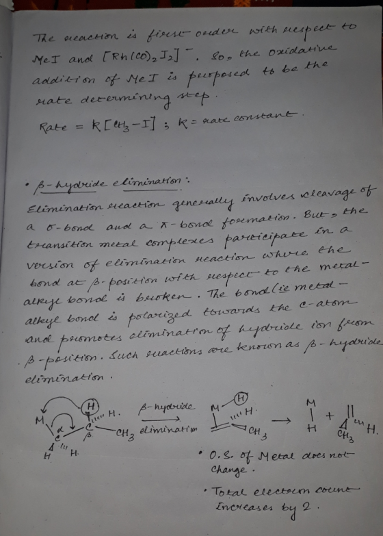 The reaction is firest order with respect to MeI and Crn(co), J2] . So, the Oxidative addition of Me I is pecoposed to bel ra