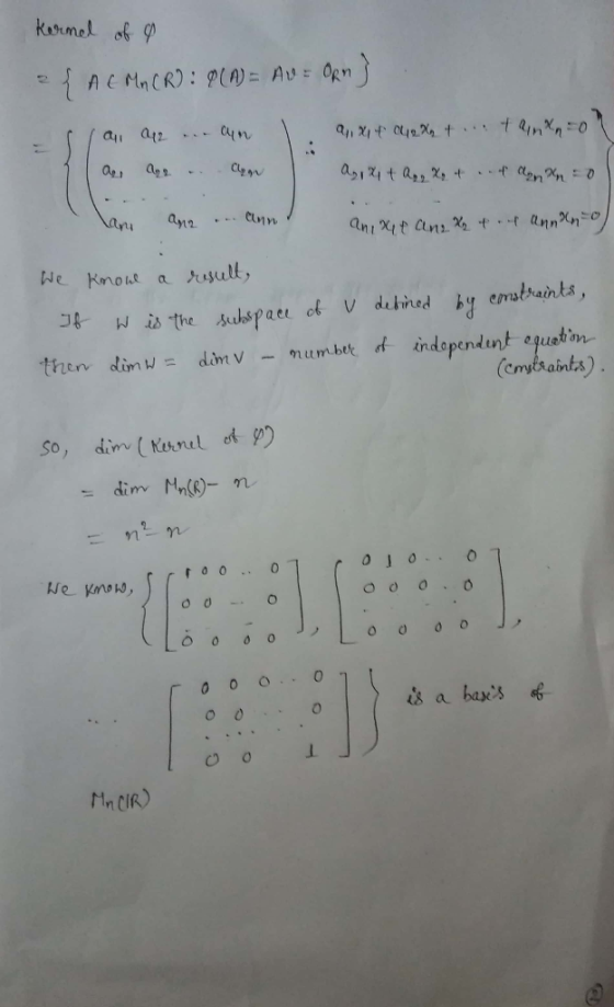 Kernel of a 2 { AC Mn (R): 8(A) = AU = Orn) 9, x1 t 042 X t.intanxon lai ar ... an a, arr. .. Chen L. L a ixt a, X. t ..ddon