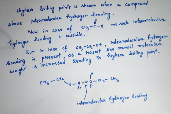Higher Boiling points ia ahour when a intenrmdlecular tydogen kending campound shows mo such intasumolecula Now in fCH--H is