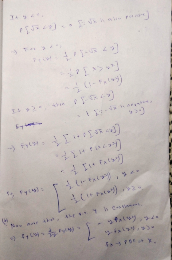 If you P[Jx Ly] -o [= Sx is also poliese] Fy (Y) = IP [-ux Ly - 10 [*> 42 - (!- Fx (93 It yo, then p[-5x Ly] 11-V in negative
