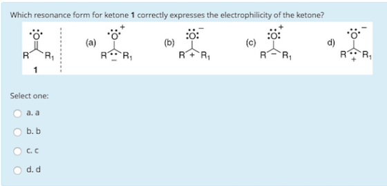 Which resonance form for ketone 1 correctly expres