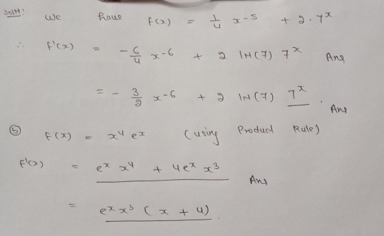 JOIN! We have fa) = st x-s + 2.ya f(x) x-6 + INC7 7 x Ang 11 - colo + g INCF) And o x4 ex Rule) Cusing Product f(x) = ex xY