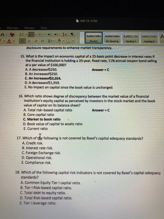 HW 12 4700 Mailings Review View Abcode Abdee AaBbCD AaBbceOdtA disclosure requirements to enhance market transparency. 15. Wh