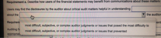 Requirement a. Describe how users of the financial statements may benefit from communications about these matters Users may f
