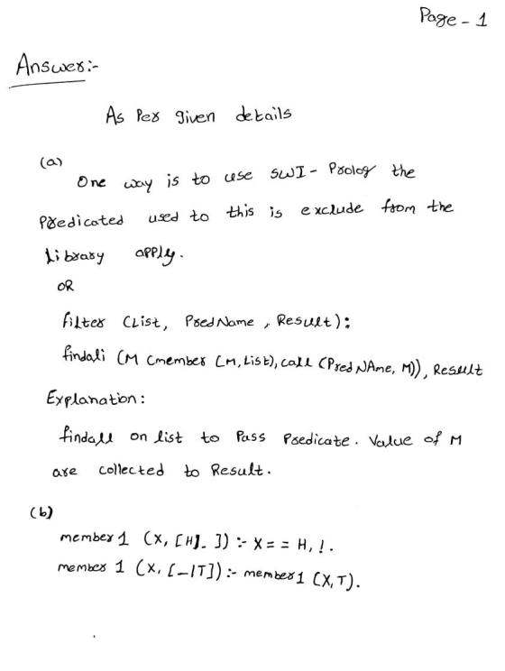 Page 1 Answer:- As per given details swI- Prolog the One way is to use Pdedicated used to this is exclude from the library op