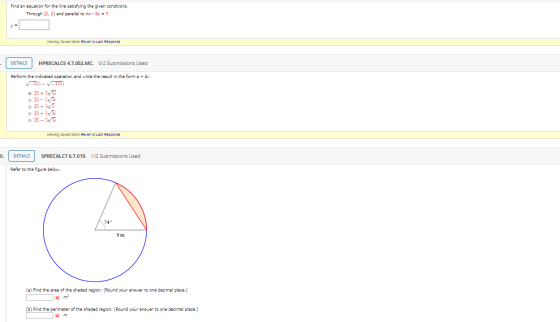 Find an equation for the line satisfying the given conditions. Through (2, 2) and parallel to 4x - 5y = 7. y = Viewing Saved