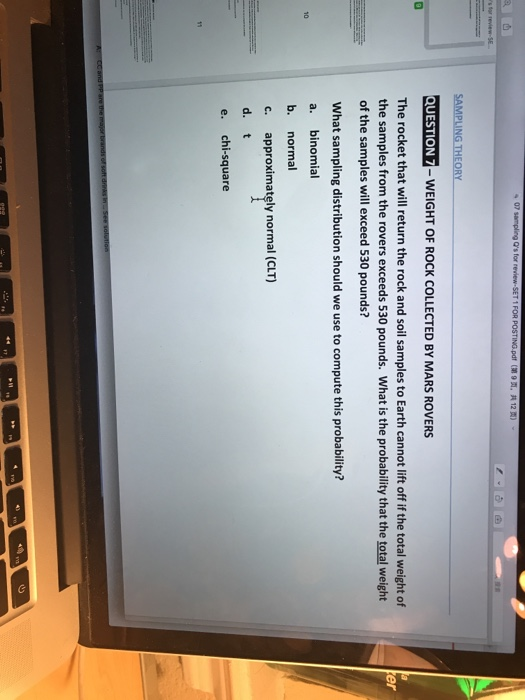 A. 12 A 07 sampling s for review.SET 1 FOR POSTING.pdf SAMPLING THEORY QUESTION 7 - WEIGHT OF ROCK COLLECTED BY MARS ROVERS