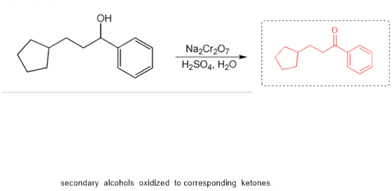 orto Na2Cr207 H2SO4, H20 ao secondary alcohols oxidized to corresponding ketones