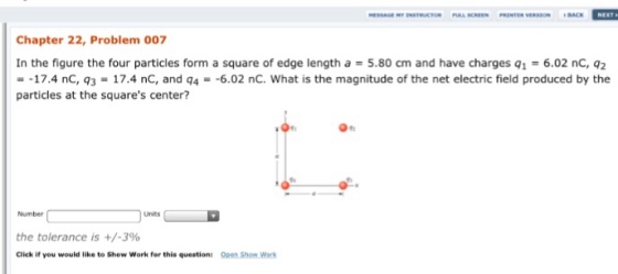 In the figure the four particles form a square of