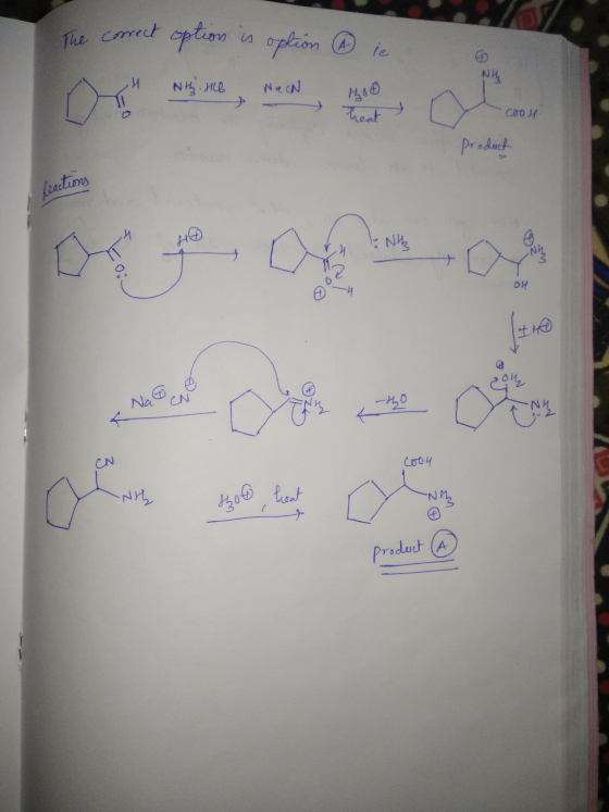 The correct option is option . ie NH NHhy. He Na CN 1200 heat COOH product Reactions HO NH -NH OH Stre cou Na tho coo4 on the