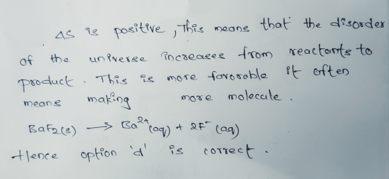 As as positive this means that the disorder of the unprerse increases from reactants to product. This is more favorable it of