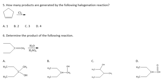 How many products are generated by the following h