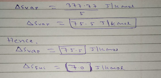 Asrar a 377.77 Ilk mol - Asuar = 175.5 Tik chol] Hence. Asuar = 175.5 Jikman ASFUS = 17.0 kmol
