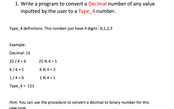 Write a program to convert a Decimal number of any