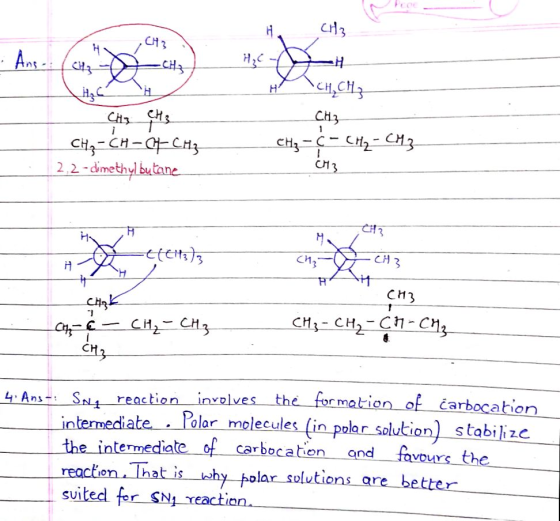 CH CH H,C H3 CH.C CH3 CH CH 2,2-dmeth CH CH CH3 matiIO carbocabion Polar molecules (in polar soluti s tabilizc the intermediateof carbocatien and favours the SU