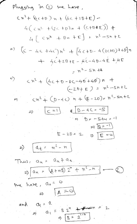 plugging in o me have, cnt Kc+o)n + (46 +20+€) - 4 (6m2. +626.toln + (c+0E)) + 4 [cm2 ton +[] = m2–5n+2 -) (-46 +45)m? + [4C