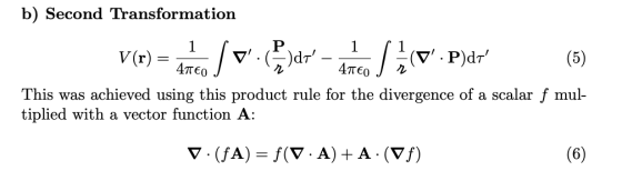 b) Second Transformation V(r) dhe / v. Cear - Area Suco. Pddr (5) This was achieved using this product rule for the divergen