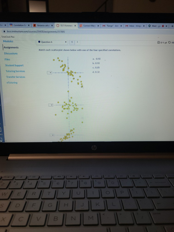 for x Correlation CeX R Variance calcul X 10.1 Homeworx Connect MaryX M Range-brer x M Inbox trinigis x Meet-yje x + boccins