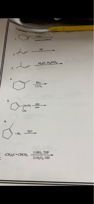 HB peroxides HI HO. HAPO or: 1) BH, THE (CH3)C - CHCH3 - 2) H.O,, OH