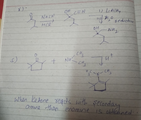 DL Ally % M, o reduction * M A OH NHL MN - CM, When Ketene reacts with amine than secondary enamine is obtained: