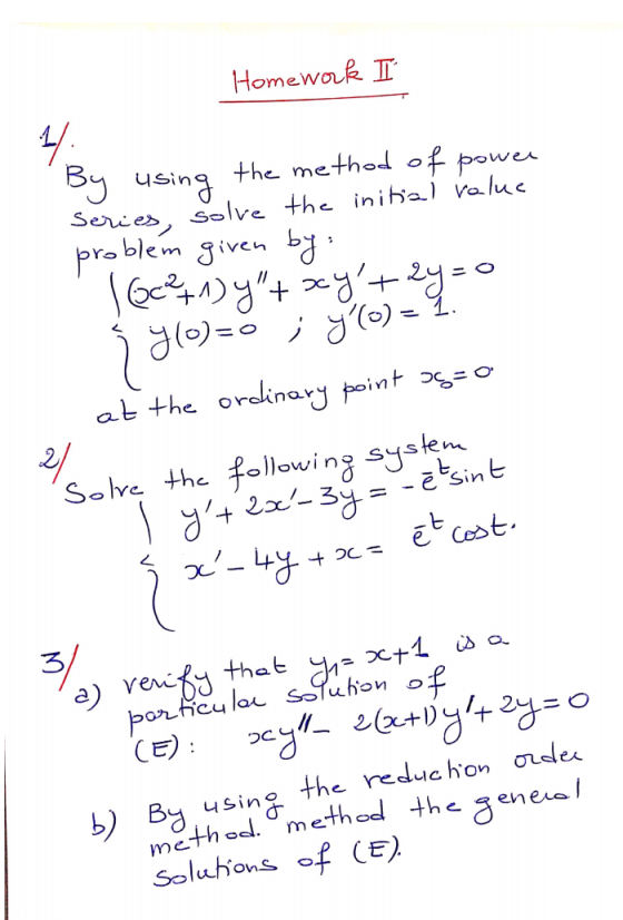 Homework II By using the method of power Series, solve the initial value problem given by loca+1)yt xyt zy=0 58 = S( = 1. a