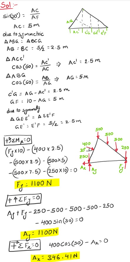 Sol:- AC sino) = AF - Ac= 5m due to spometric A ABG : ABCG A3 =BC: 5/2 - 2.5 m AACC! cos (60) - Ac → Ac: 2.5m AABG Cos (60)