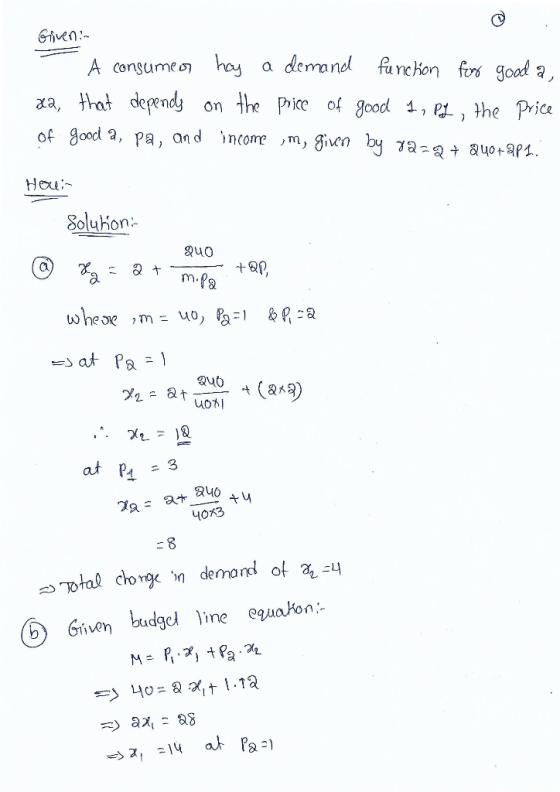 Gven: A consumeohay a demandl funchon fos gcad a xa, that dependy on the Pice of good 4, P, the Price of good a, pa, and inco