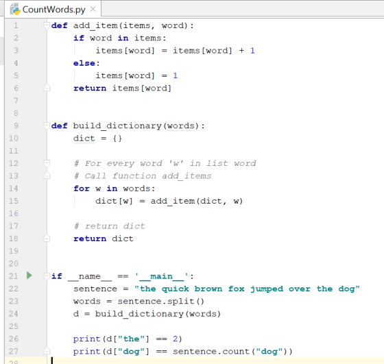 CountWords.pyx def add item (items, word) 1 if word in items: 2 items [word] 1 items [word] = 4 else items [word] 1 = return