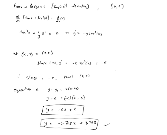 so,e) fanx + (a199=< (complicit dovisatie] , od {tan x thaly)) Secs + 5y:o y= -yserice) at 1 ,y) = (0,e) store (ms, ya re
