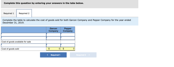Complete this question by entering your answers in the tabs below. Required 1 Required 2 Complete the table to calculate the