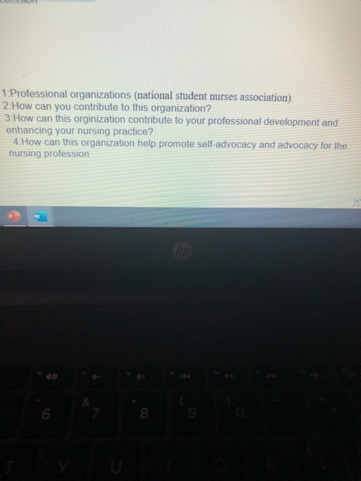 US 1.Professional organizations (national student nurses association). 2:How can you contribute to this organization? 3. How