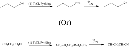 (I)TsCL Pyridin OH OTs CN (Or) CN CH,CH CH,H TsCl, Pyridine CH,CH CH OSO 7H7ーー→ CH3CH.CH.CN