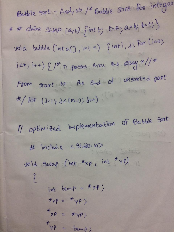 void bubble Cinta[], int n) {inti, j, for Ciao Bubble gort - Analysis / Bubble Sore for integer * # delve saap (art) fint t;