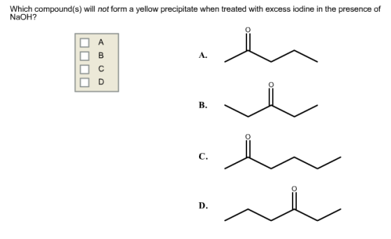 Which compound(s) will not form a yellow precipita