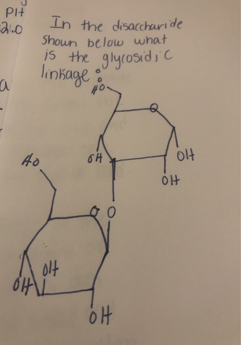 PIE =2.0 In the disaccharide Shown below what is the glycosidic linkage , a Ho HO OH 애 OH olt 014 ót