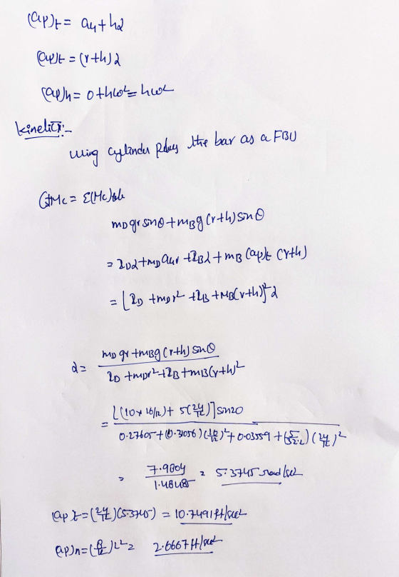 (apt = autha aust = (rth)2 Capu= otho-hol kineliti thing cylinder Relay the bar as a Filiu (Mc = E(Mchele mogrsnotmisgcrth) s