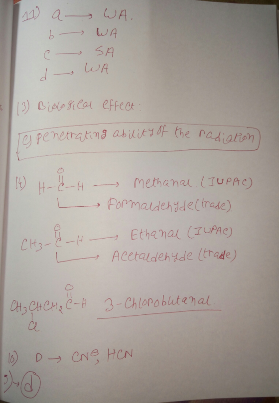 WA WA し , Formaldehyde(trade) し , Acetaldehyde (trade)