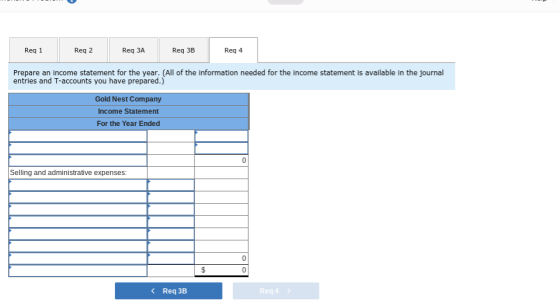 Req 1 Req 2 Req ЗА Req 3B Reg 4 Prepare an income statement for the year. (All of the information needed for the income state