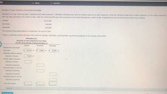 Schedule of the Collection of Accounts Receivable Oceart Inc. has chandry customers and credit customers OfficeMart estimates
