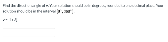 Find the direction angle of v. Your solution should be in degrees, rounded to one decimal place. Your solution should be in t
