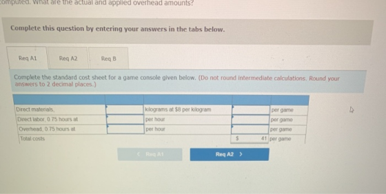 Computed. What are the actual and applied overhead amounts? Complete this question by entering your answers in the tabs below