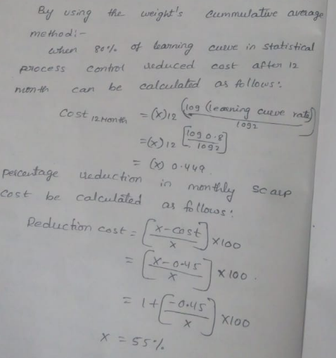 y using he weigts ummulative avmage me tho ol etun 8。% 다 teanning calve in Statistical educed case apter 12 proCeSScontot d ninh can be calculaliad as follos og ie Co st 12 Hant o3 0.8 611092 peicetageeducton cost be calculated a 4 tlouss. in mm Sc avp