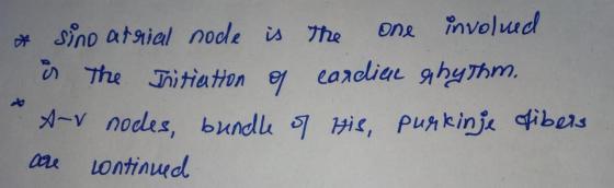 & sino atrial node is the one involved is the Initiation of cardiac a bythm, A-v nodes, bundle of His purkinje fibers are con