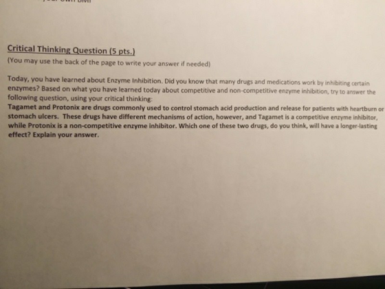 Critical Thinking Question (5 pts.) (You may use the back of the page to write your answer if need Today, you have learned ab