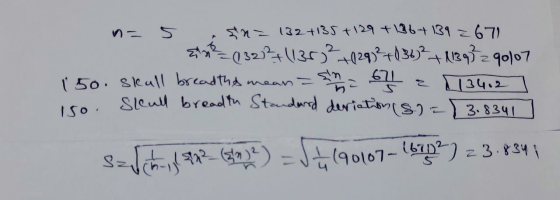 in= 132 +135 + 129 + 136+ 139 671 m2(320+11353] +029)+(31)?+113 932 90107 ( 5o. skall breadthy mean si 671 z 13462 sleuld bre