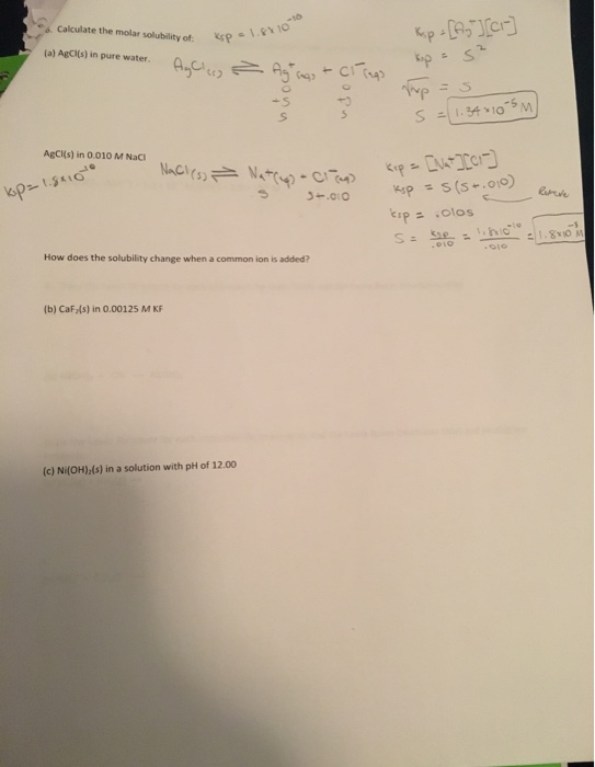 Calculate the molar solubility of sp Ksp - [A][cr] spol.sro - AgClass - Agrags + CI Tags huoco Top=s 5 = 1.347105 AgCl(s) in