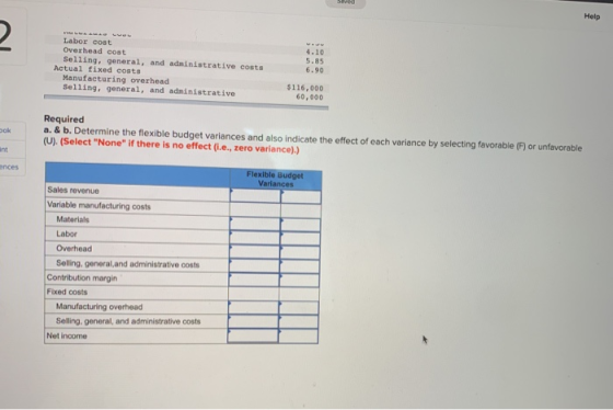 Help Labor cost Overhead cost Selling, general, and administrative costs Actual fixed costs Manufacturing overhead Selling, g