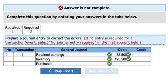 Answer is not complete. Complete this question by entering your answers in the tabs below. Required Required 1 2 Prepare a jo